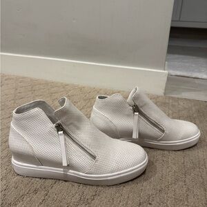 Steve Madden White Perforated Zip Sneakers